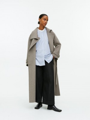 Pantaloni Arket Turn Up Bumbac-Hemp Dama Negrii | Romania-IUZA67012
