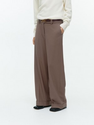 Pantaloni Arket Turn Up Lână Dama Maro | Romania-JFQH16243