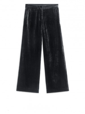 Pantaloni Arket Velvet Dama Negrii | Romania-ZAOM04538