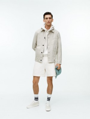Pantaloni Scurti Arket Bumbac Utility Barbati Albi | Romania-WPNB35210