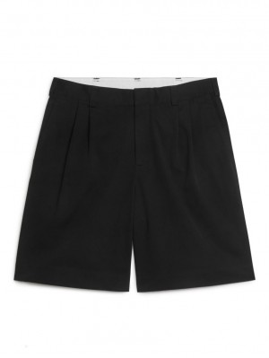 Pantaloni Scurti Arket Largi-Leg Bumbac Barbati Negrii | Romania-VZSF73248
