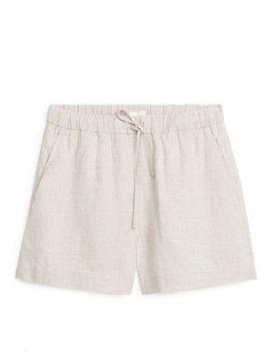 Pantaloni Scurti Arket Linen Dama Bej | Romania-YWTJ19867