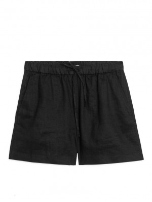 Pantaloni Scurti Arket Linen Dama Negrii | Romania-ATCP17254