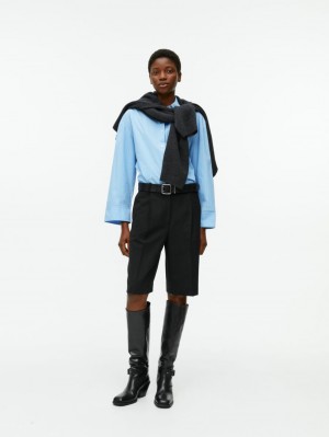 Pantaloni Scurti Arket Lână Blend Culottes Dama Negrii | Romania-KENY80124