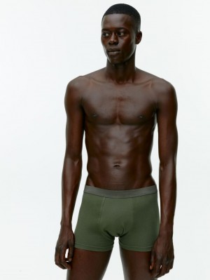 Pantaloni Scurti Arket Pima Bumbac Trunks, Set of 3 Barbati Verzi Inchis | Romania-QIAY65193