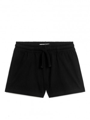 Pantaloni Scurti Arket Relaxed Jersey Fete Negrii | Romania-XHWC64378