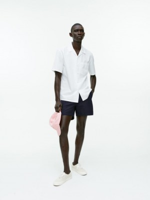 Pantaloni Scurti Arket Seersucker Swim Barbati Albastri Inchis | Romania-RAEI82635