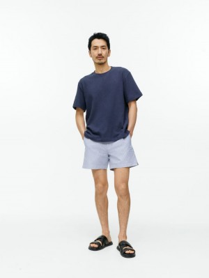 Pantaloni Scurti Arket Seersucker Swim Barbati Albi Albastri | Romania-VNCD23801