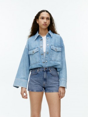 Pantaloni Scurti Arket Stretch Denim Dama Albastri | Romania-RYMB94512