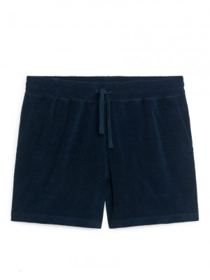 Pantaloni Scurti Arket Towelling Barbati Albastri Inchis | Romania-TJAG73128