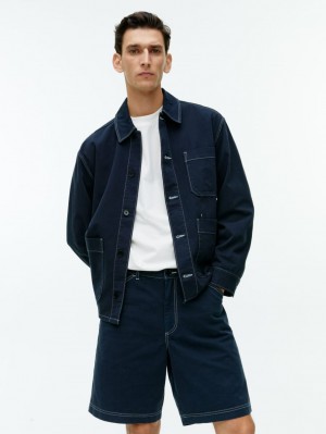 Pantaloni Scurti Arket Workwear Barbati Albastri Inchis Albi | Romania-RABX83472