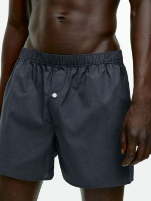 Pantaloni Scurti Arket Woven Bumbac Boxers, Set of 2 Barbati Albastri Inchis | Romania-KZBP84709