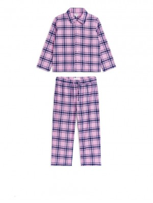 Pijama Arket Flannel Pyjama Set Fete Roz Albastri | Romania-SGPQ51238