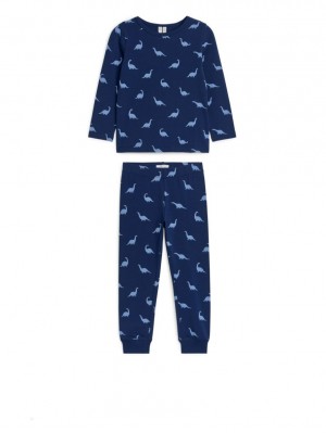 Pijama Arket Jersey Pyjama Set Fete Albastri | Romania-SEGU65238
