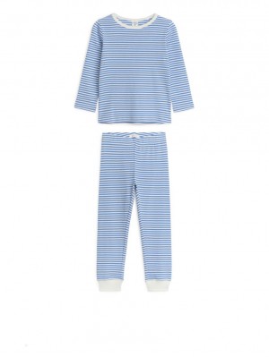 Pijama Arket Jersey Pyjama Set Fete Albastri Albi | Romania-KUSR60829