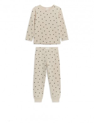 Pijama Arket Jersey Pyjama Set Fete Bej | Romania-DWJE76350