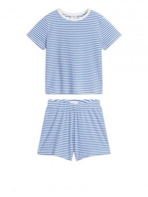 Pijama Arket Scurte Jersey Pyjama Set Fete Albastri Albi | Romania-OMCG73296
