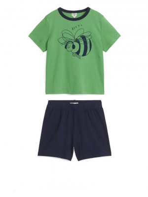 Pijama Arket Scurte Jersey Pyjama Set Fete Verzi | Romania-LKCH82670