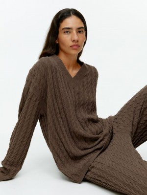 Pulover Arket Bouclé Cable-Knit Dama Maro | Romania-TBQX13678