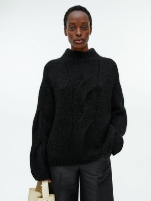 Pulover Arket Cable-Knit Alpaca Dama Negrii | Romania-OEHG27153