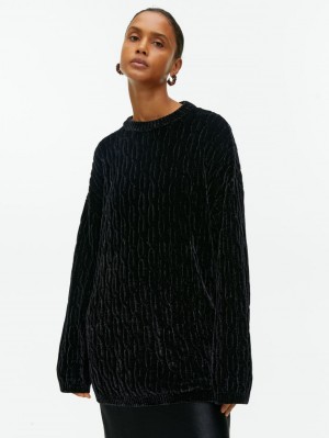 Pulover Arket Cable-Knit Chenille Dama Negrii | Romania-WVQU42167