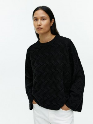 Pulover Arket Cable-Knit Lână Dama Negrii | Romania-DGXW35894