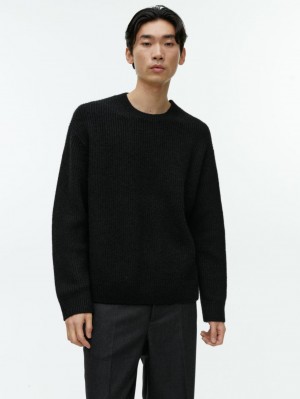 Pulover Arket Crewneck Barbati Negrii | Romania-UXSV78206