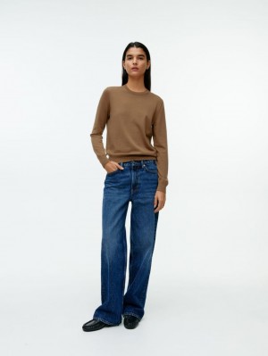 Pulover Arket Fine-Knit Merino Dama Bej Inchis | Romania-JXUI51048