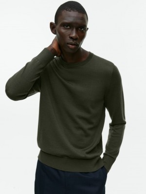 Pulover Arket Fine Knit Merino Barbati Verzi Inchis | Romania-CRJK91352