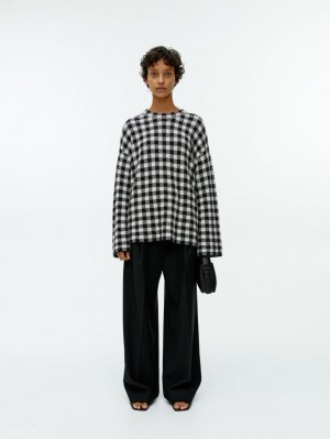 Pulover Arket Gingham Jacquard Dama Negrii Albi | Romania-SPFX36457