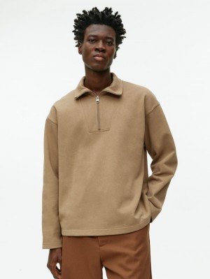 Pulover Arket Half-Zip Bumbac Barbati Maro | Romania-SEWG54806