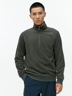 Pulover Arket Half-Zip Fleece Barbati Gri Inchis | Romania-SIKE01924