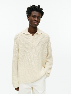 Pulover Arket Lână Polo-Neck Barbati Albi | Romania-XSTC37402