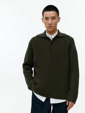 Pulover Arket Lână Polo-Neck Barbati Kaki Inchis | Romania-AFYT67208