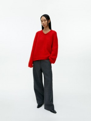 Pulover Arket Loose-Knit Lână-Mohair Dama Rosii | Romania-FCNG02148