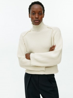 Pulover Arket Mock-Neck Dama Albi | Romania-XWQF09572