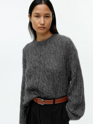 Pulover Arket Mohair Blend Cable Dama Gri Inchis | Romania-KPMC05376