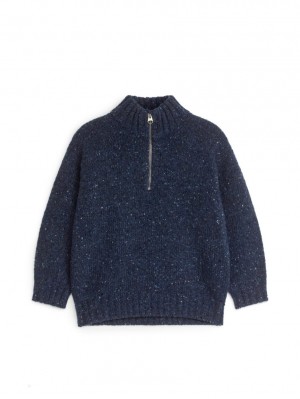 Pulover Arket Neps Half-Zip Baieti Albastri Inchis | Romania-YURC59108