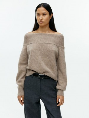Pulover Arket Off-Shoulder Dama Bej | Romania-ZQED41367
