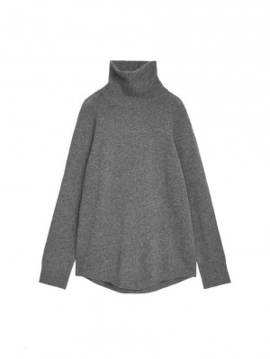 Pulover Arket Raglan-Sleeve Cashmere Roll-Neck Dama Gri | Romania-FTZW25679