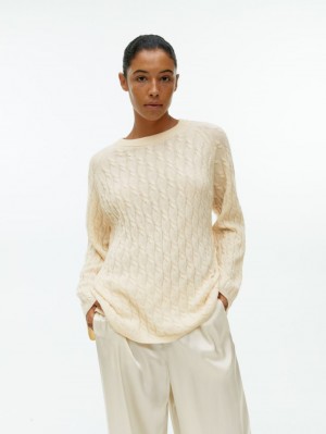 Pulover Arket Relaxed Cable-Knit Dama Bej | Romania-MYKT65891
