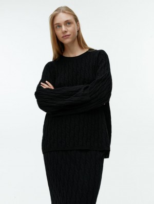 Pulover Arket Relaxed Cable-Knit Dama Negrii | Romania-GSNH49836
