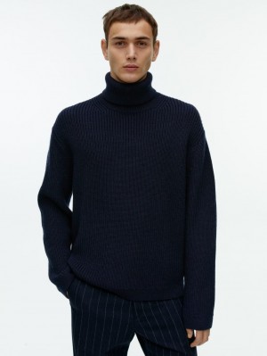Pulover Arket Relaxed Roll-Neck Barbati Albastri Inchis | Romania-KUPF04526