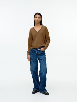 Pulover Arket V-Neck Merino Dama Maro Deschis | Romania-BEXU34517