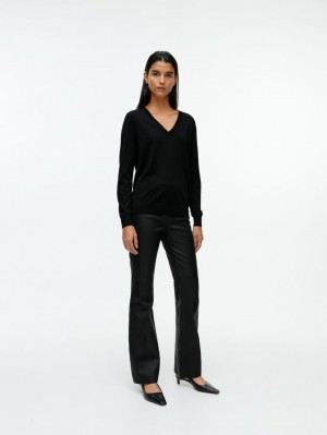 Pulover Arket V-Neck Merino Dama Negrii | Romania-TKQD90756