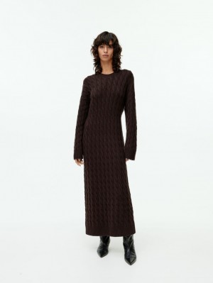 Rochie Arket Cable-Knit Lână Dama Maro Inchis | Romania-XPCL87016