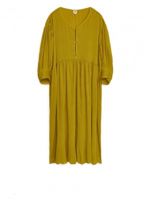 Rochie Arket Crinkle Largi-Fit Dama Galbeni | Romania-IOWY39846
