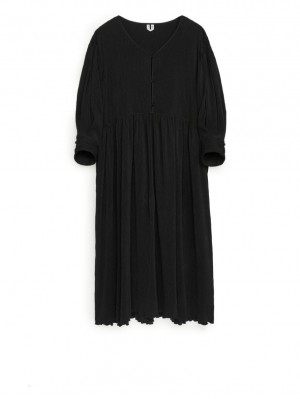 Rochie Arket Crinkle Largi-Fit Dama Negrii | Romania-KQPS50982