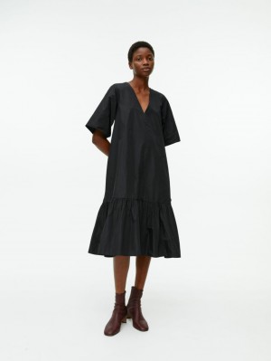 Rochie Arket Flounce-Hem Taffeta Dama Negrii | Romania-KIQF73265