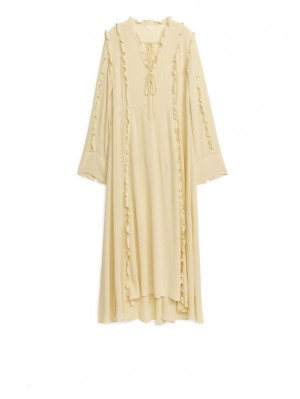 Rochie Arket Frilled Maxi Dama Galbeni Deschis | Romania-BPOR68023